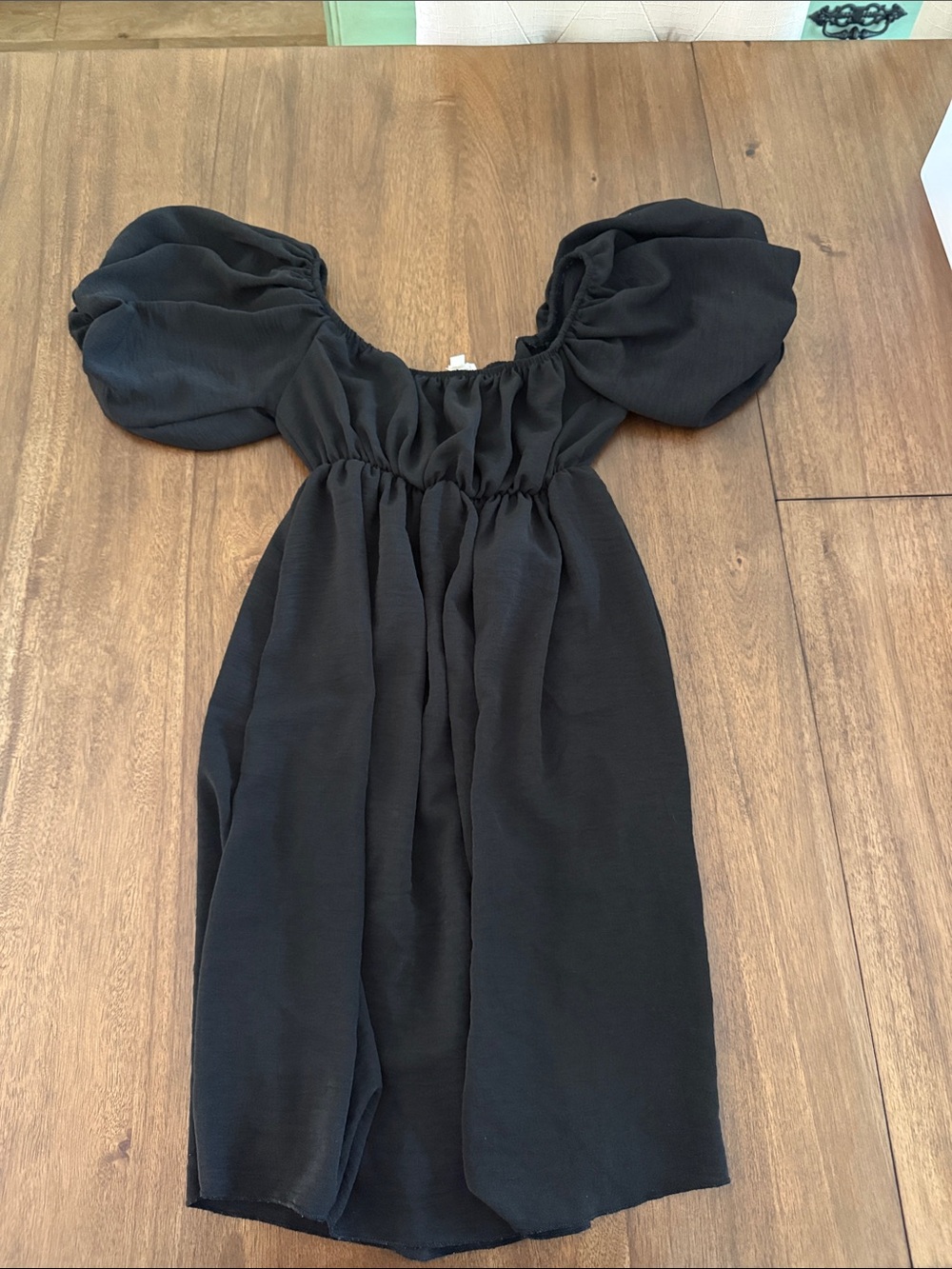See You Monday Black Puff Sleeve Mini Dress